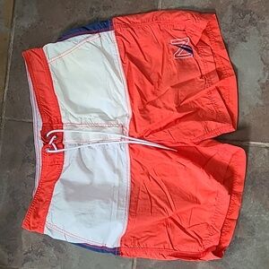 Vintage Nautica swim trunks men's size large red white blue LOGO‎